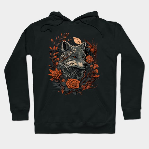 Cute Floral Wolf Hoodie by Wintrly